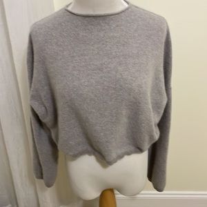 LouLou Studio 100% Cashmere Cropped Grey Knit Sweater Size M